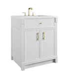 Bellshire 30" Single Vanity, Bright White w/ 3 CM White Zeus Silestone Top
