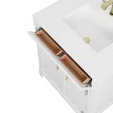 Bellshire 30" Single Vanity, Bright White w/ 3 CM White Zeus Silestone Top