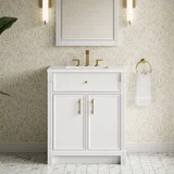 Bellshire 30" Single Vanity, Bright White w/ 3 CM White Zeus Silestone Top