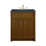 Bellshire 30" Single Vanity, Honey Oak w/ 3 CM Charcoal Soapstone Silestone Top