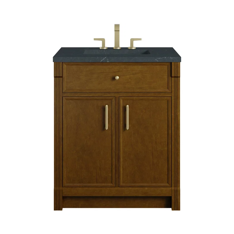Bellshire 30" Single Vanity, Honey Oak w/ 3 CM Charcoal Soapstone Silestone Top