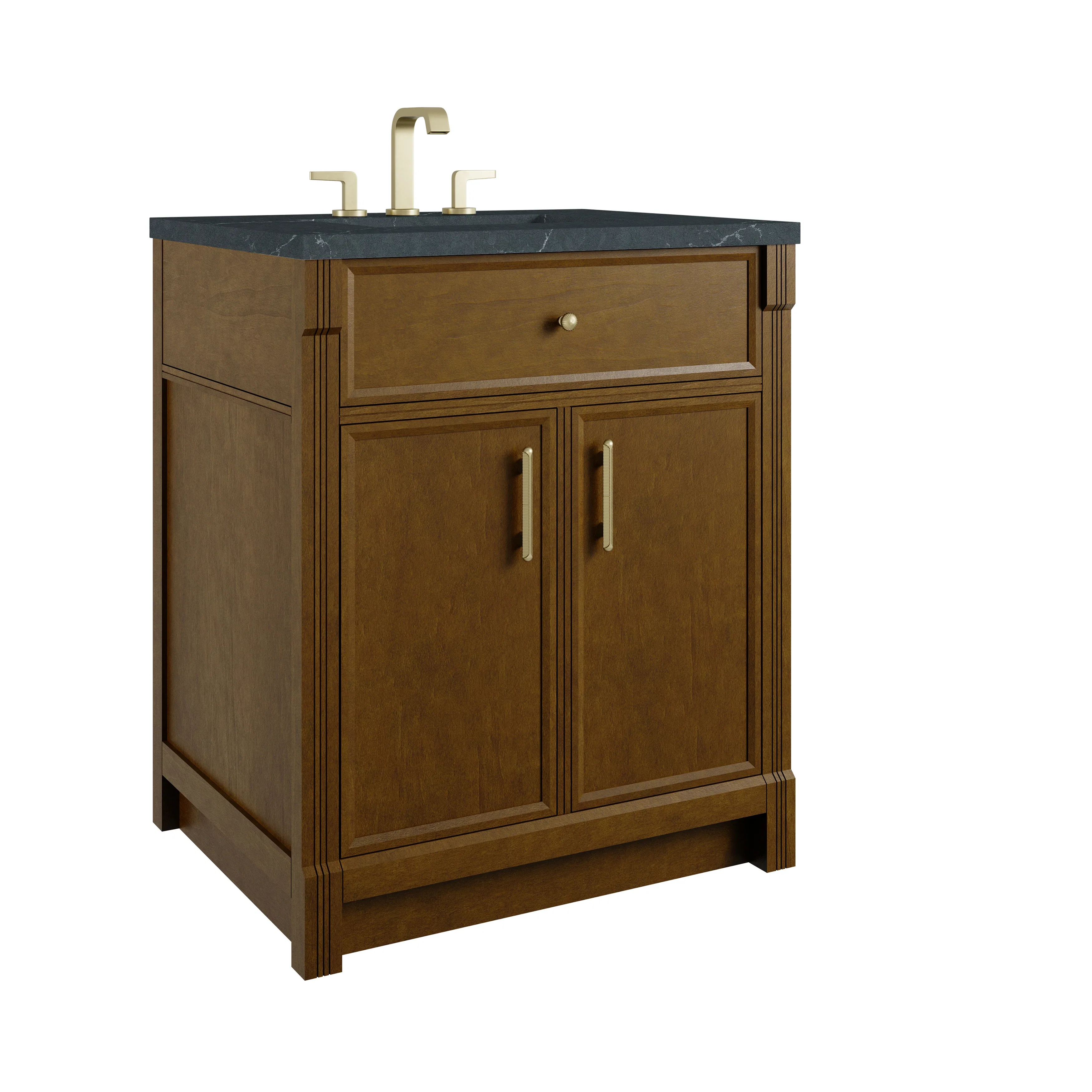 Bellshire 30" Single Vanity, Honey Oak w/ 3 CM Charcoal Soapstone Silestone Top
