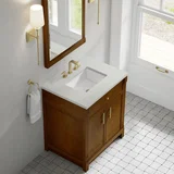 Bellshire 30" Single Vanity, Honey Oak w/ 3 CM Lime Delight Silestone Top