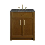 Bellshire 30" Single Vanity, Honey Oak w/ 3 CM Parisien Bleu Silestone Top