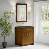 Bellshire 30" Single Vanity, Honey Oak w/ 3 CM Parisien Bleu Silestone Top