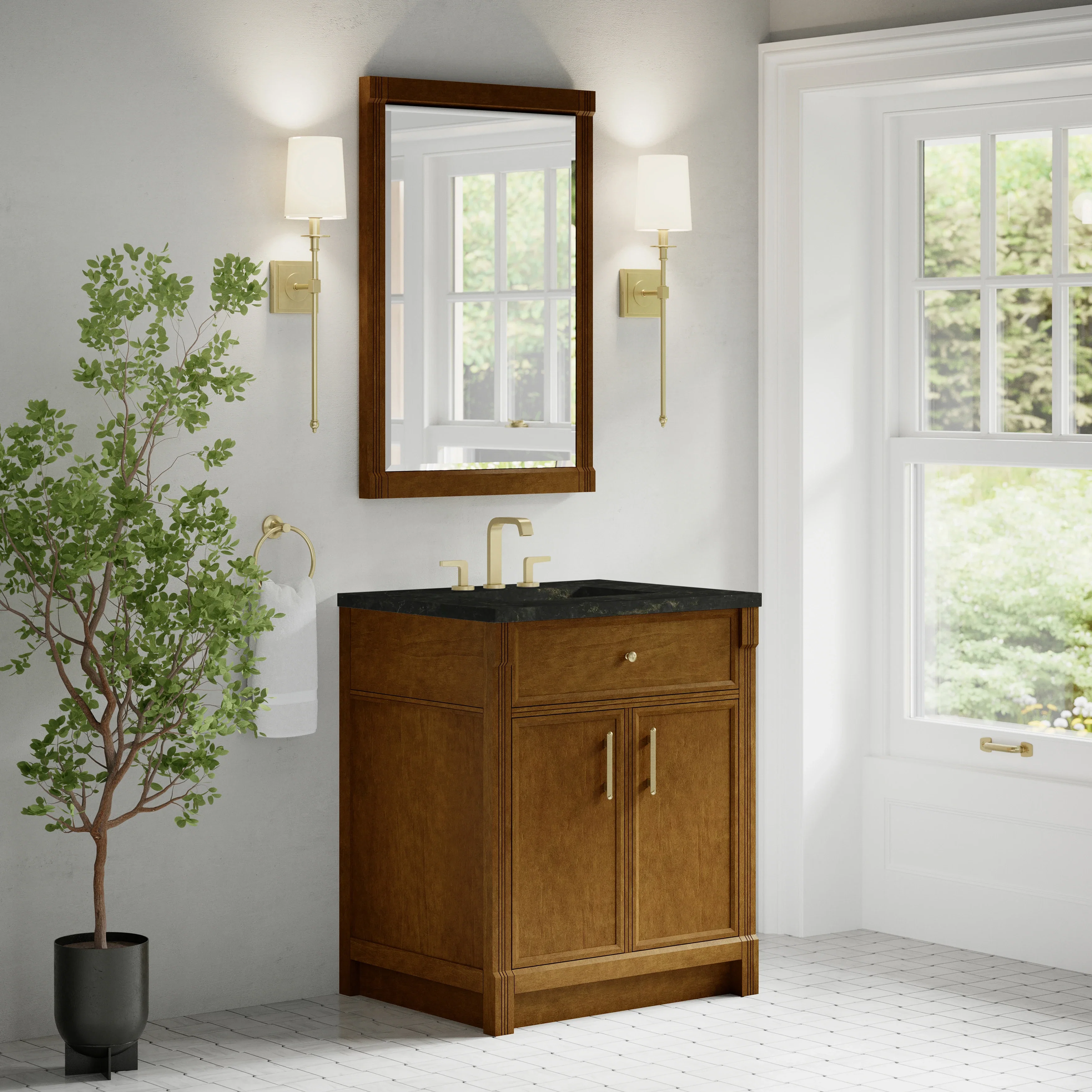 Bellshire 30" Single Vanity, Honey Oak w/ 3 CM Phantome Eclos Top