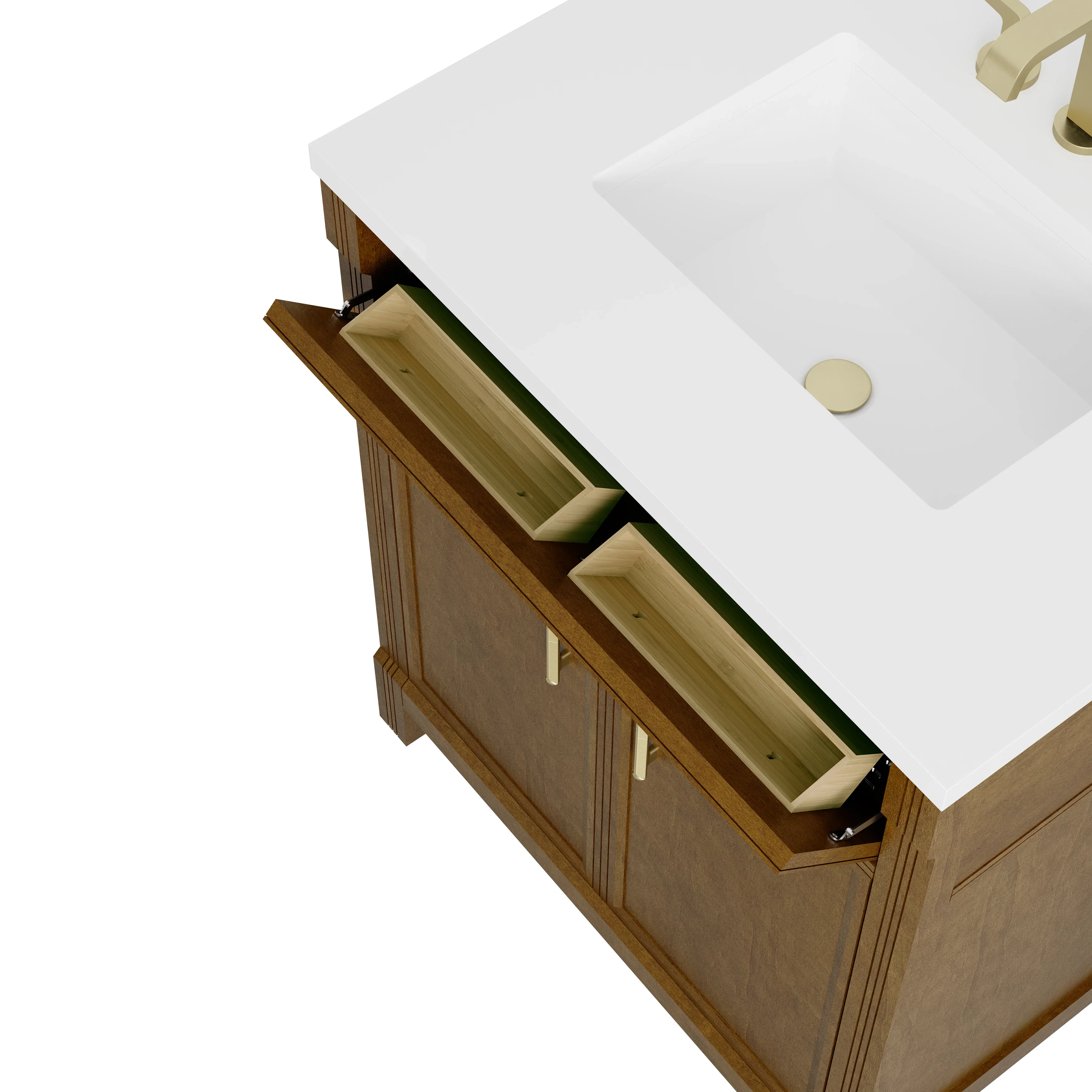 Bellshire 30" Single Vanity, Honey Oak w/ 3 CM Victorian Silver Silestone Top