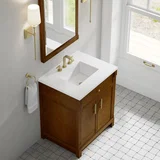 Bellshire 30" Single Vanity, Honey Oak w/ 3 CM White Zeus Silestone Top
