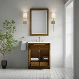 Bellshire 30" Single Vanity, Honey Oak w/ 3 CM White Zeus Silestone Top