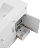 Bellshire 36" Single Vanity, Bright White w/ 3 CM Carrara Marble Top