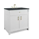 Bellshire 36" Single Vanity, Bright White w/ 3 CM Charcoal Soapstone Silestone Top