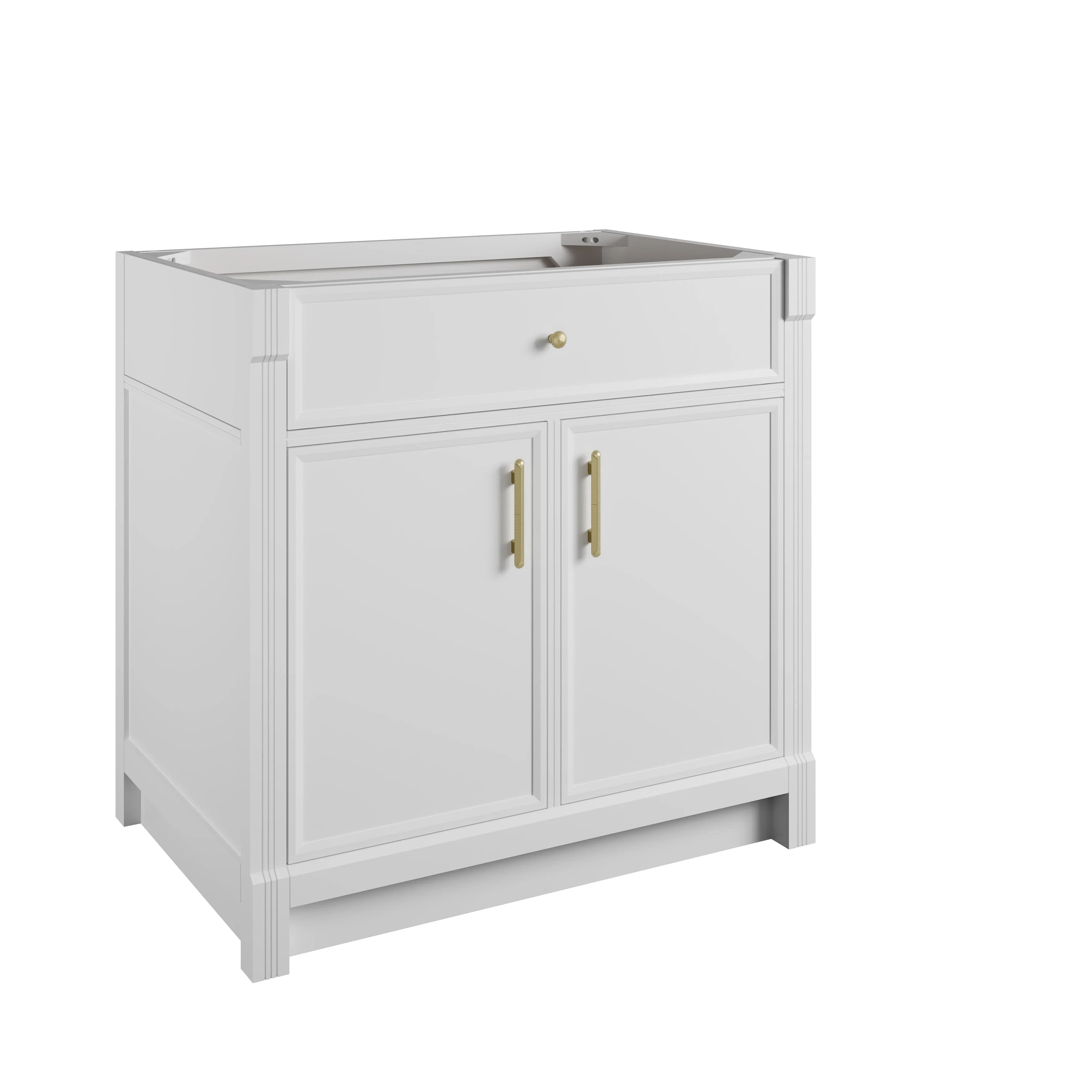 Bellshire 36" Single Vanity, Bright White w/ 3 CM Charcoal Soapstone Silestone Top