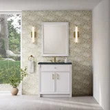 Bellshire 36" Single Vanity, Bright White w/ 3 CM Charcoal Soapstone Silestone Top