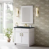 Bellshire 36" Single Vanity, Bright White w/ 3 CM Charcoal Soapstone Silestone Top
