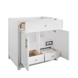 Bellshire 36" Single Vanity, Bright White w/ 3 CM Charcoal Soapstone Silestone Top