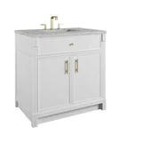 Bellshire 36" Single Vanity, Bright White w/ 3 CM Eternal Jasmine Pearl Silestone Top
