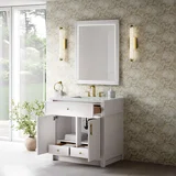Bellshire 36" Single Vanity, Bright White w/ 3 CM Ethereal Noctis Silestone Top