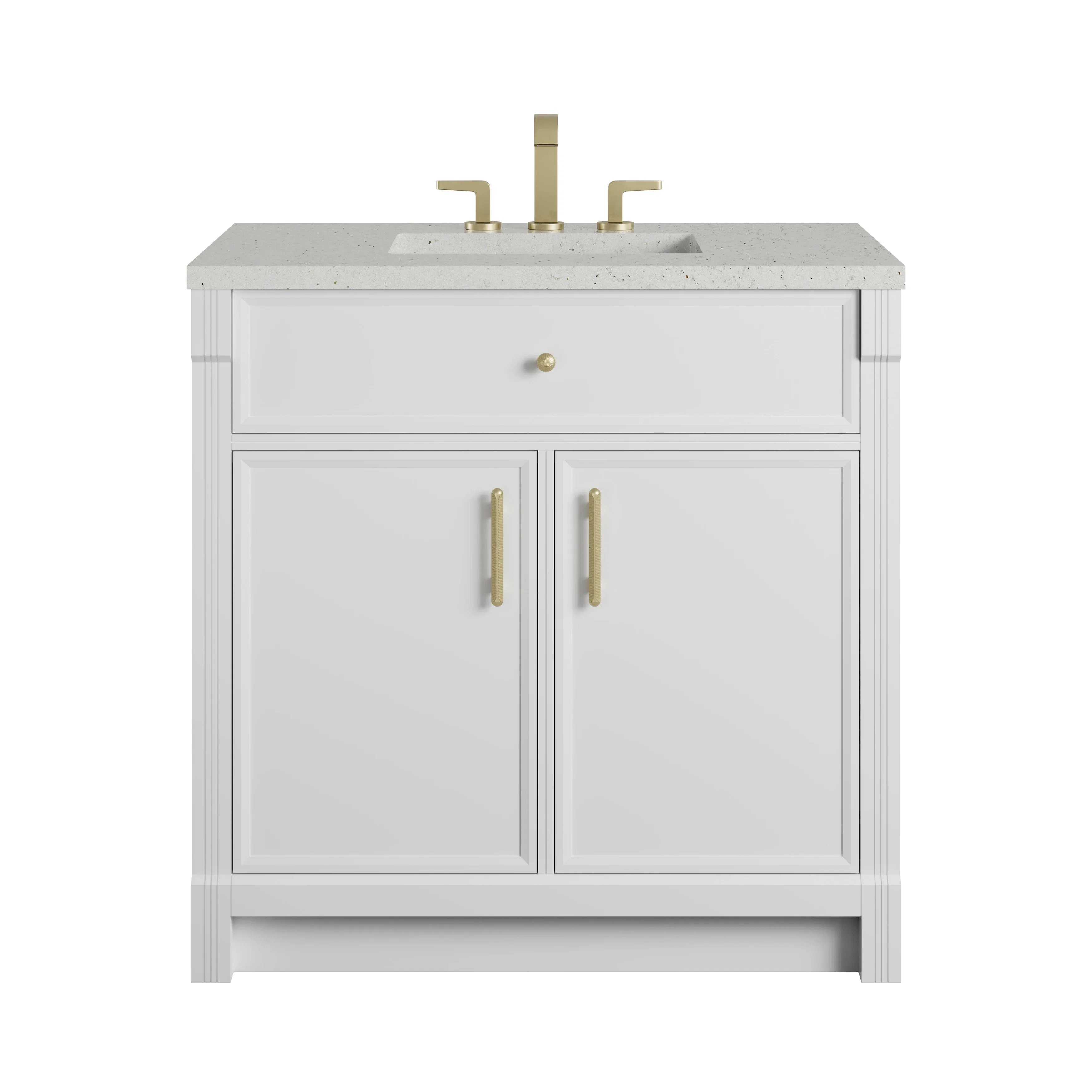 Bellshire 36" Single Vanity, Bright White w/ 3 CM Lime Delight Silestone Top