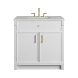 Bellshire 36" Single Vanity, Bright White w/ 3 CM Lime Delight Silestone Top