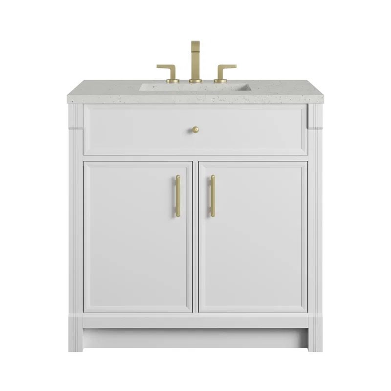 Bellshire 36" Single Vanity, Bright White w/ 3 CM Lime Delight Silestone Top
