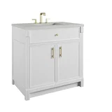 Bellshire 36" Single Vanity, Bright White w/ 3 CM Lime Delight Silestone Top