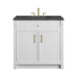 Bellshire 36" Single Vanity, Bright White w/ 3 CM Parisien Bleu Silestone Top