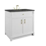Bellshire 36" Single Vanity, Bright White w/ 3 CM Parisien Bleu Silestone Top