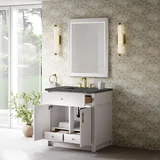 Bellshire 36" Single Vanity, Bright White w/ 3 CM Parisien Bleu Silestone Top