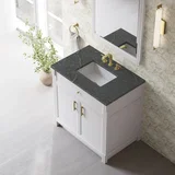 Bellshire 36" Single Vanity, Bright White w/ 3 CM Parisien Bleu Silestone Top