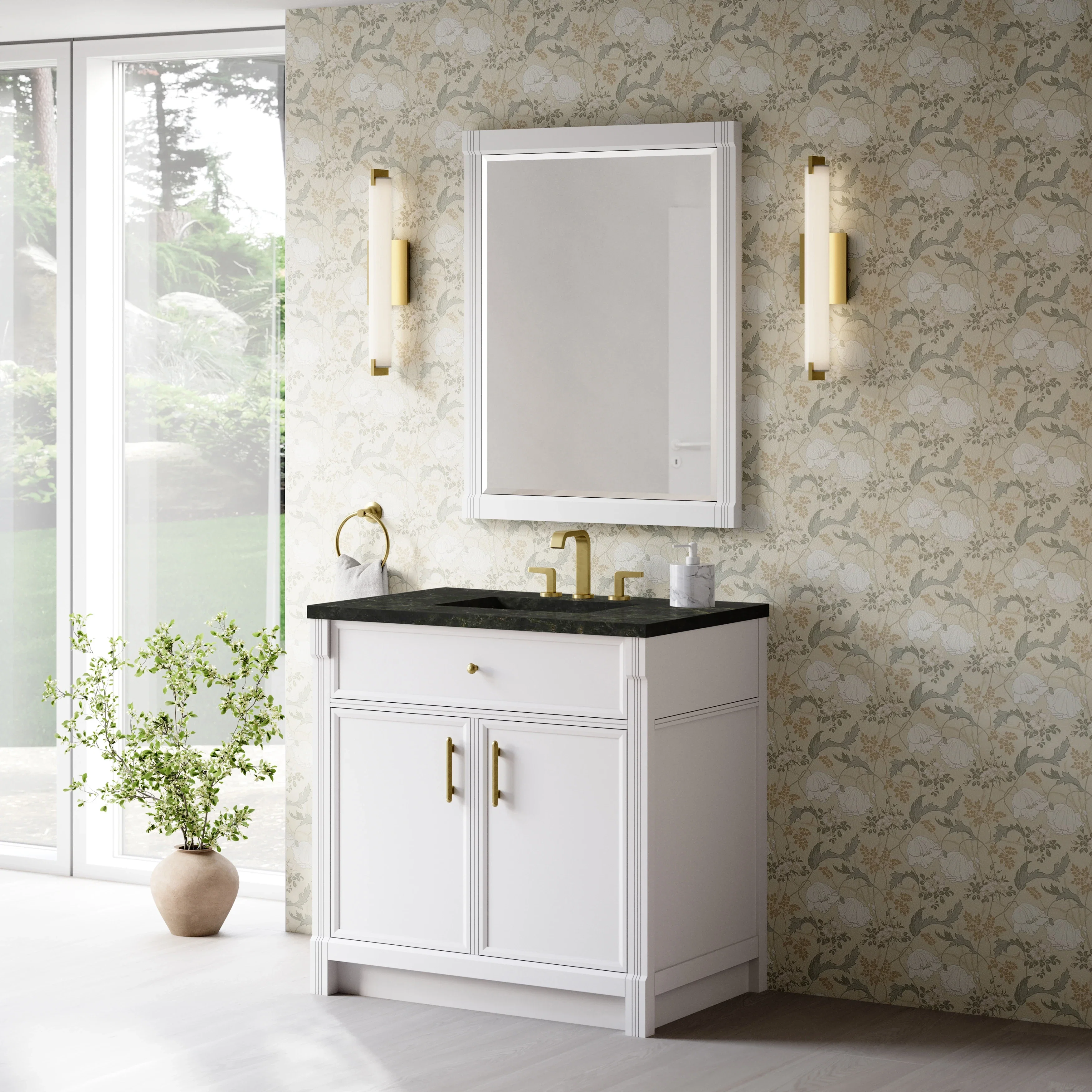 Bellshire 36" Single Vanity, Bright White w/ 3 CM Phantome Eclos Top