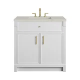 Bellshire 36" Single Vanity, Bright White w/ 3 CM Siberian Silestone Top