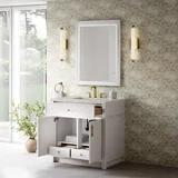 Bellshire 36" Single Vanity, Bright White w/ 3 CM Siberian Silestone Top