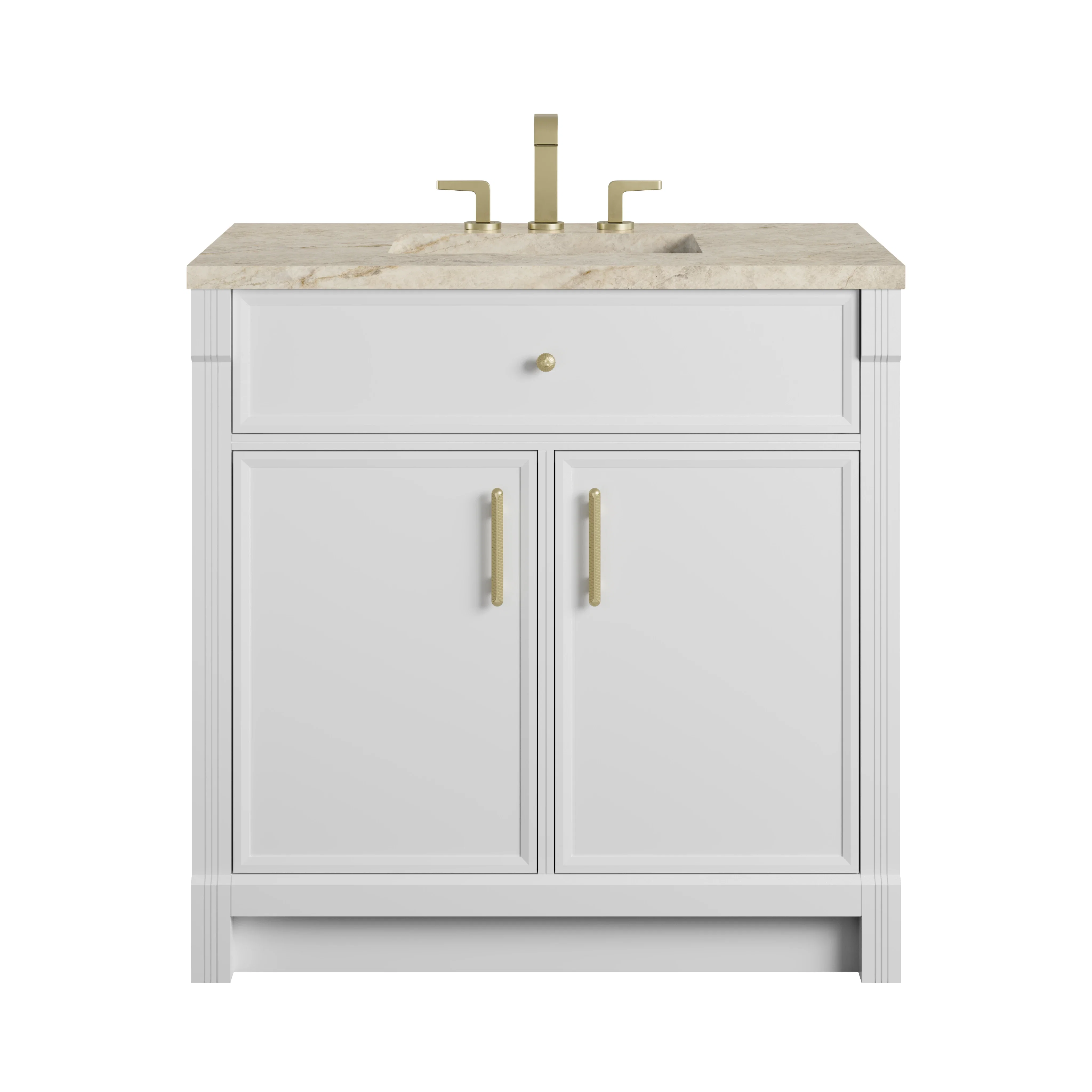 Bellshire 36" Single Vanity, Bright White w/ 3 CM Tajnar Eclos Top