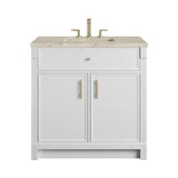 Bellshire 36" Single Vanity, Bright White w/ 3 CM Tajnar Eclos Top