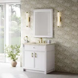 Bellshire 36" Single Vanity, Bright White w/ 3 CM Tajnar Eclos Top