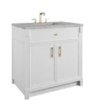 Bellshire 36" Single Vanity, Bright White w/ 3 CM Victorian Silver Silestone Top