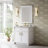 Bellshire 36" Single Vanity, Bright White w/ 3 CM Victorian Silver Silestone Top