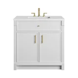 Bellshire 36" Single Vanity, Bright White w/ 3 CM White Zeus Silestone Top