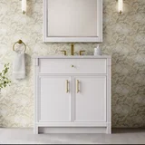 Bellshire 36" Single Vanity, Bright White w/ 3 CM White Zeus Silestone Top