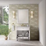 Bellshire 36" Single Vanity, Bright White w/ 3 CM White Zeus Silestone Top