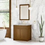 Bellshire 36" Single Vanity, Honey Oak w/ 3 CM Carrara Marble Top
