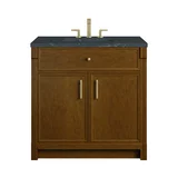 Bellshire 36" Single Vanity, Honey Oak w/ 3 CM Charcoal Soapstone Silestone Top