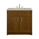 Bellshire 36" Single Vanity, Honey Oak w/ 3 CM Eternal Jasmine Pearl Silestone Top
