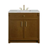 Bellshire 36" Single Vanity, Honey Oak w/ 3 CM Ethereal Noctis Silestone Top