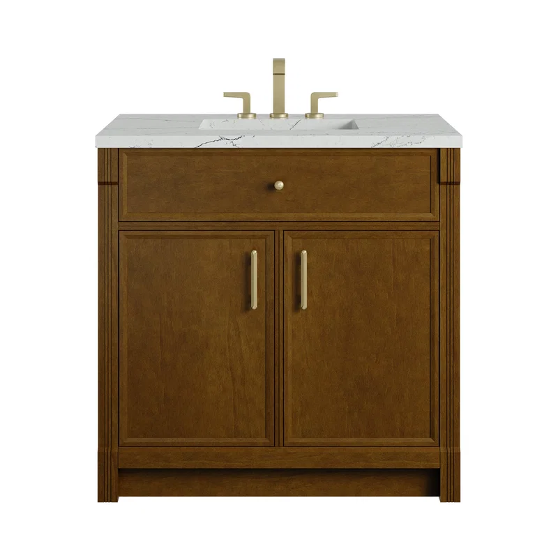 Bellshire 36" Single Vanity, Honey Oak w/ 3 CM Ethereal Noctis Silestone Top