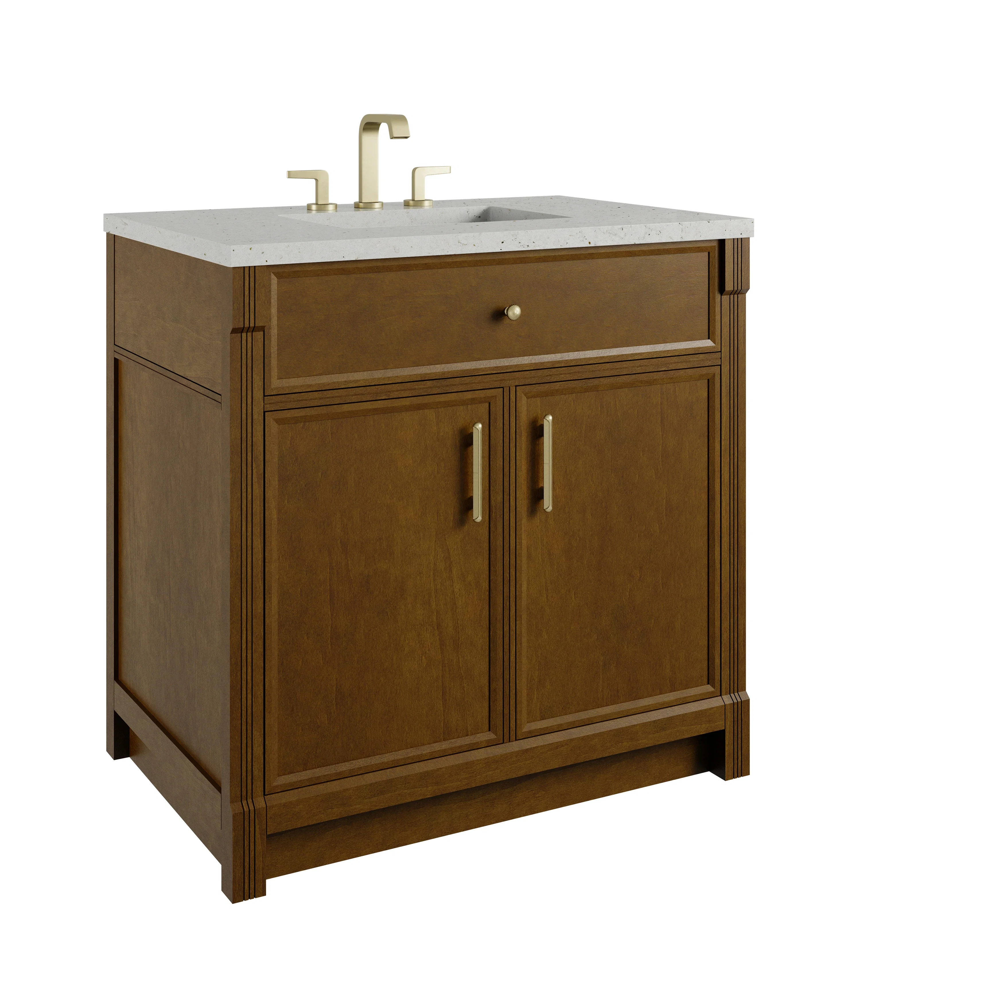 Bellshire 36" Single Vanity, Honey Oak w/ 3 CM Lime Delight Silestone Top