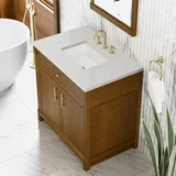 Bellshire 36" Single Vanity, Honey Oak w/ 3 CM Lime Delight Silestone Top