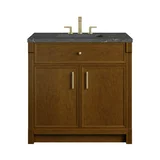 Bellshire 36" Single Vanity, Honey Oak w/ 3 CM Parisien Bleu Silestone Top
