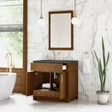 Bellshire 36" Single Vanity, Honey Oak w/ 3 CM Parisien Bleu Silestone Top