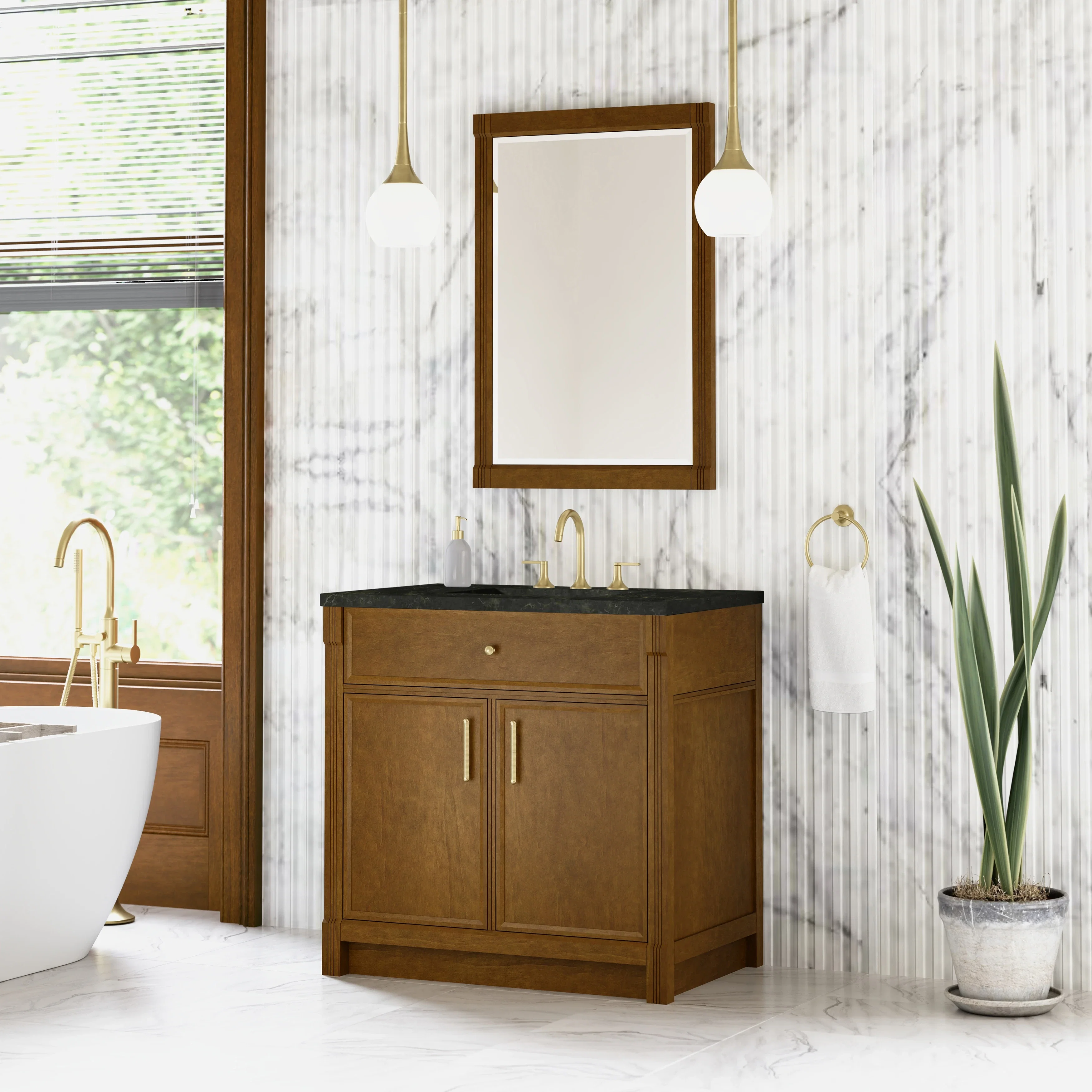 Bellshire 36" Single Vanity, Honey Oak w/ 3 CM Phantome Eclos Top